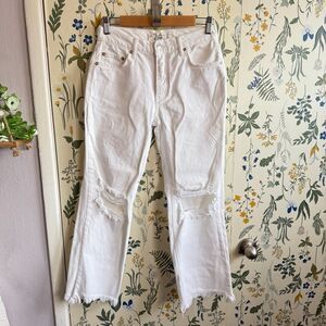 Free People Wide Leg Distress Jeans